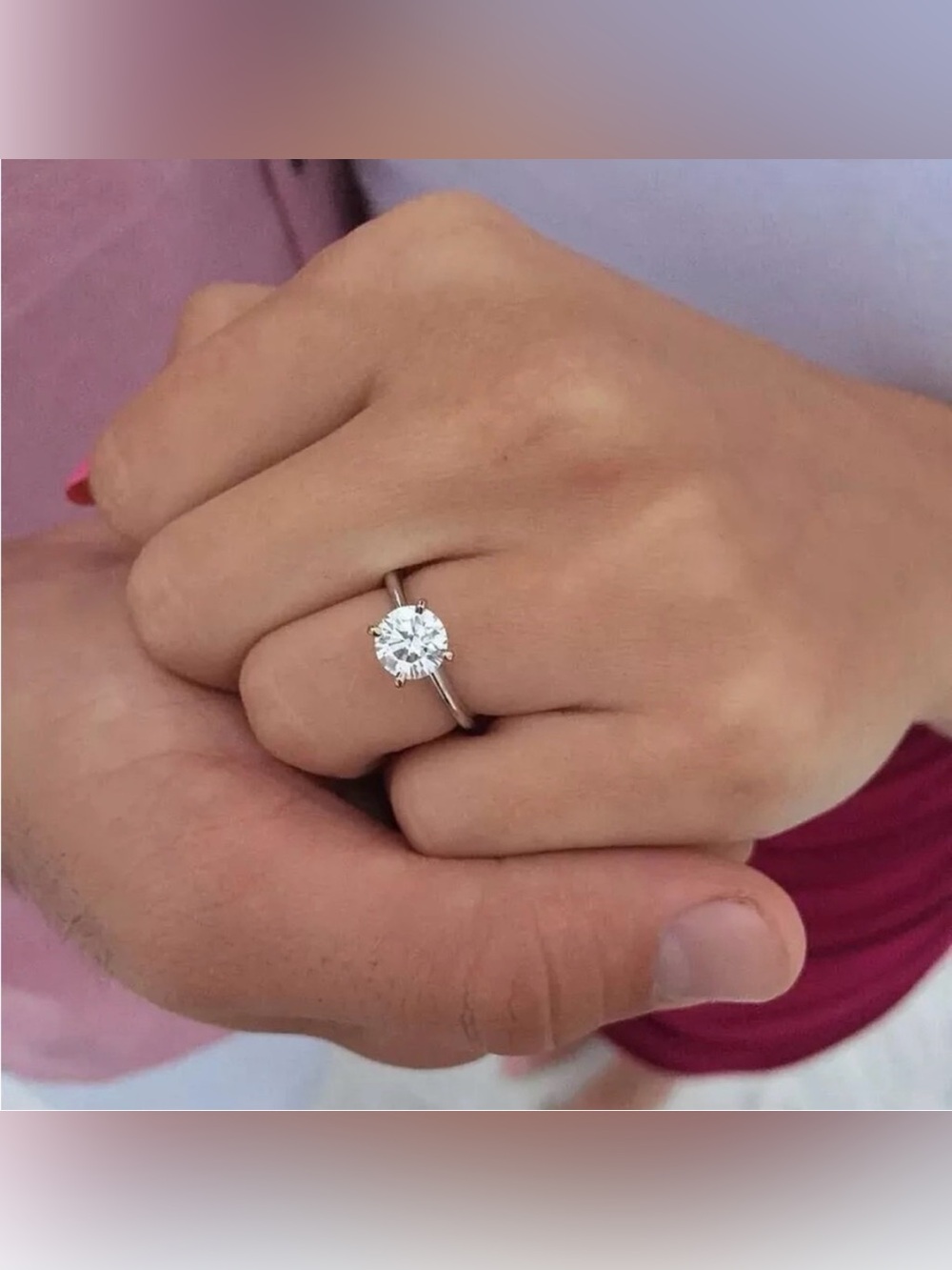2.00 Ct Round Cut VVS1/D GRA Moissanite Solitaire Engagement Ring 14k White Gold - Picture 6 of 9